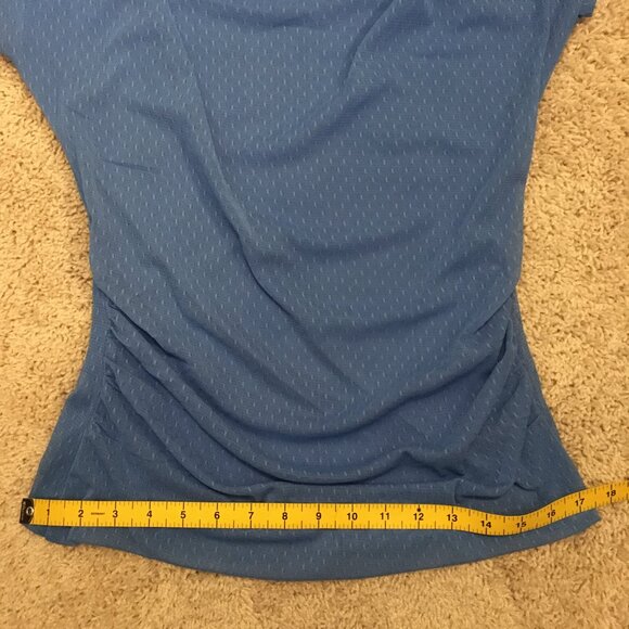 Periwinkle Blue Draping Double Layered Mesh Top - Picture 9 of 11